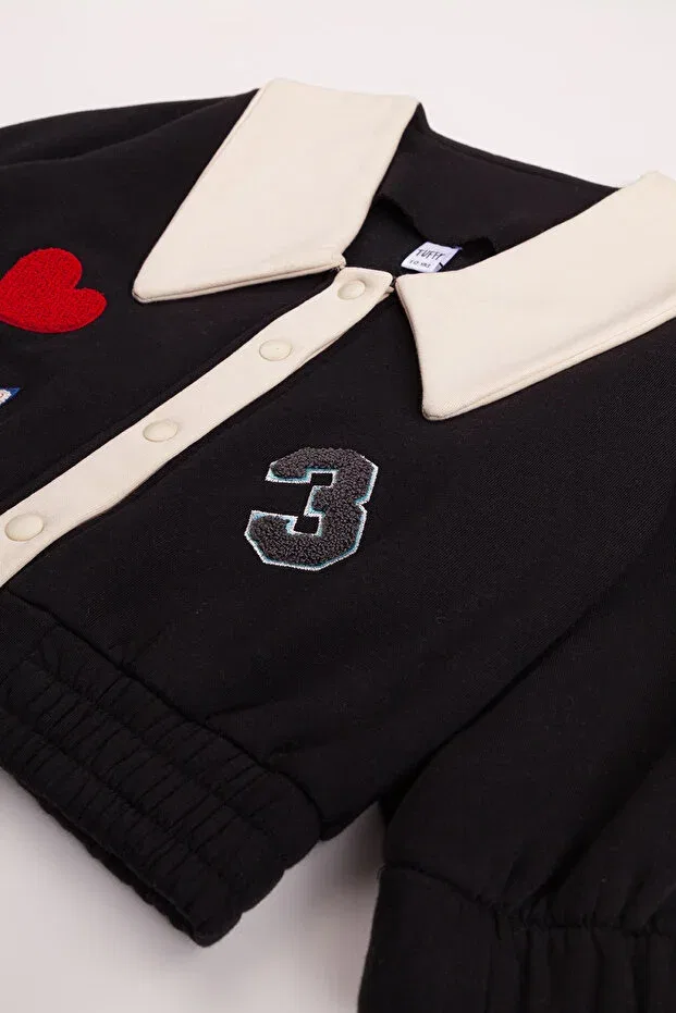 Детская куртка-кардиган для девочек средней толщины Basic Harika Kids, Black — фото 4