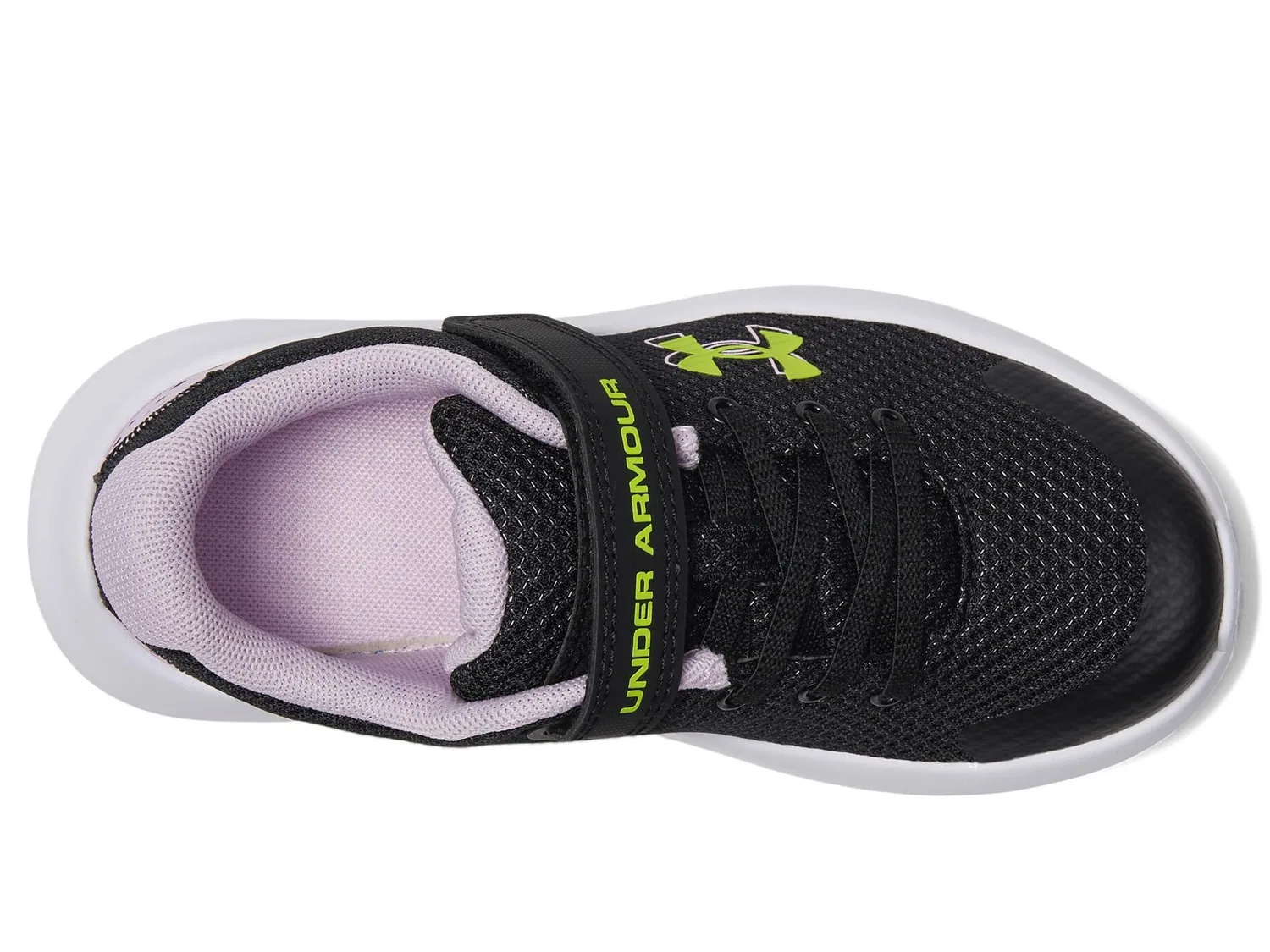Детские кроссовки для девочек с сетчатым верхом Ua Gps Surge 4 Ac Under Armour, Black Purple Ace High Vis Yellow — фото 3