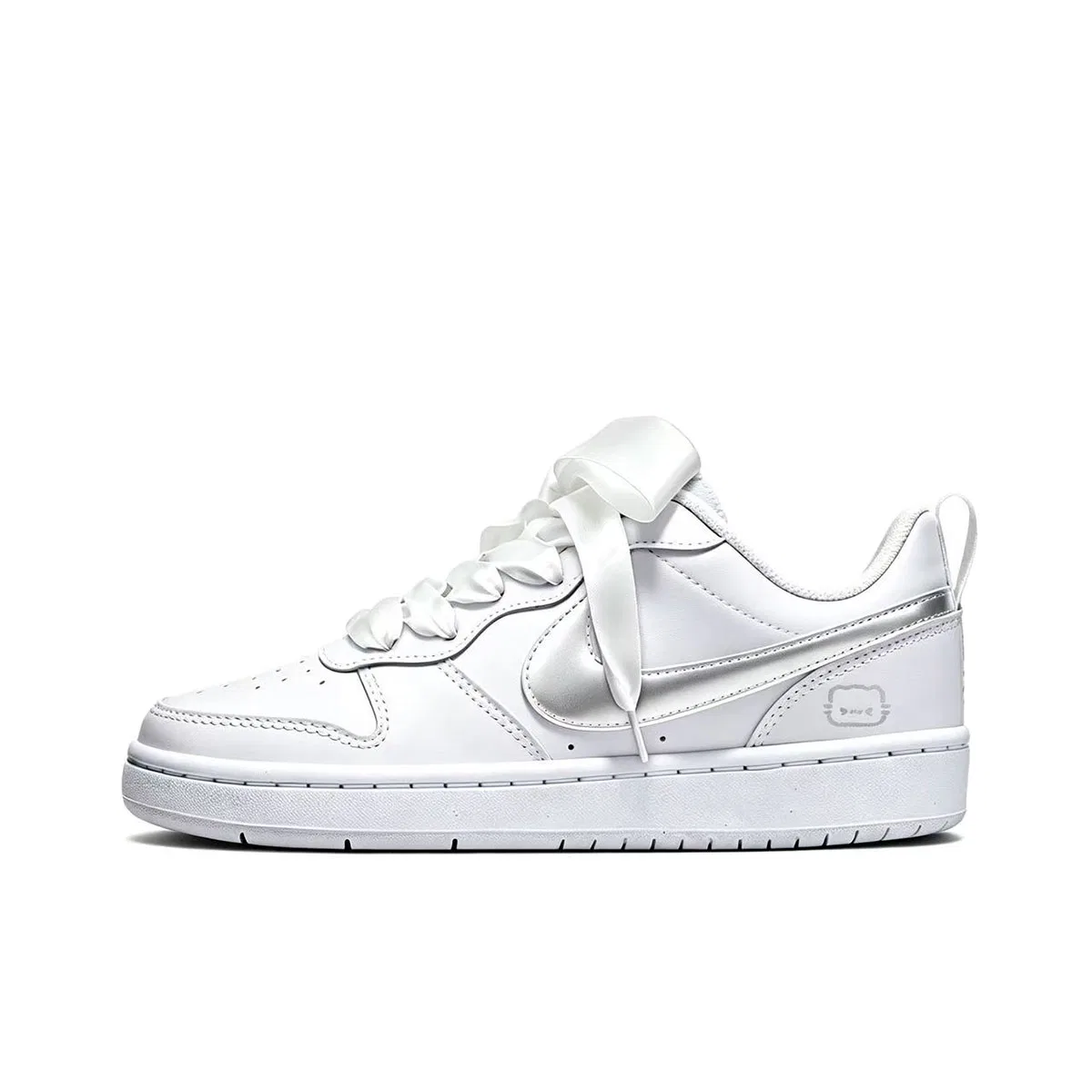 Детские скейтборд-кроссовки с лентами Court Borough, Nike, White/Silver