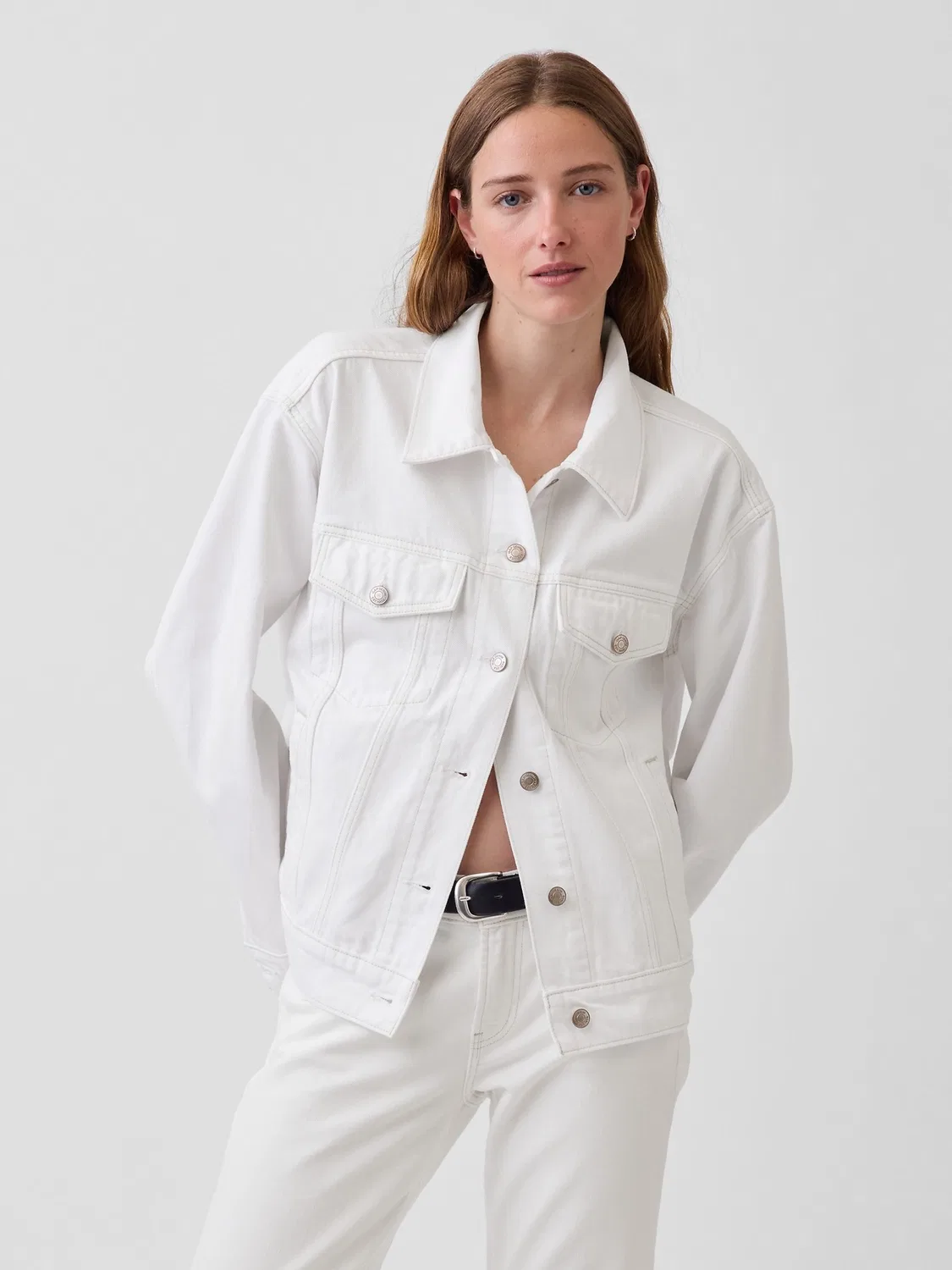 Джинсовая куртка Oversized Icon Gap, белый