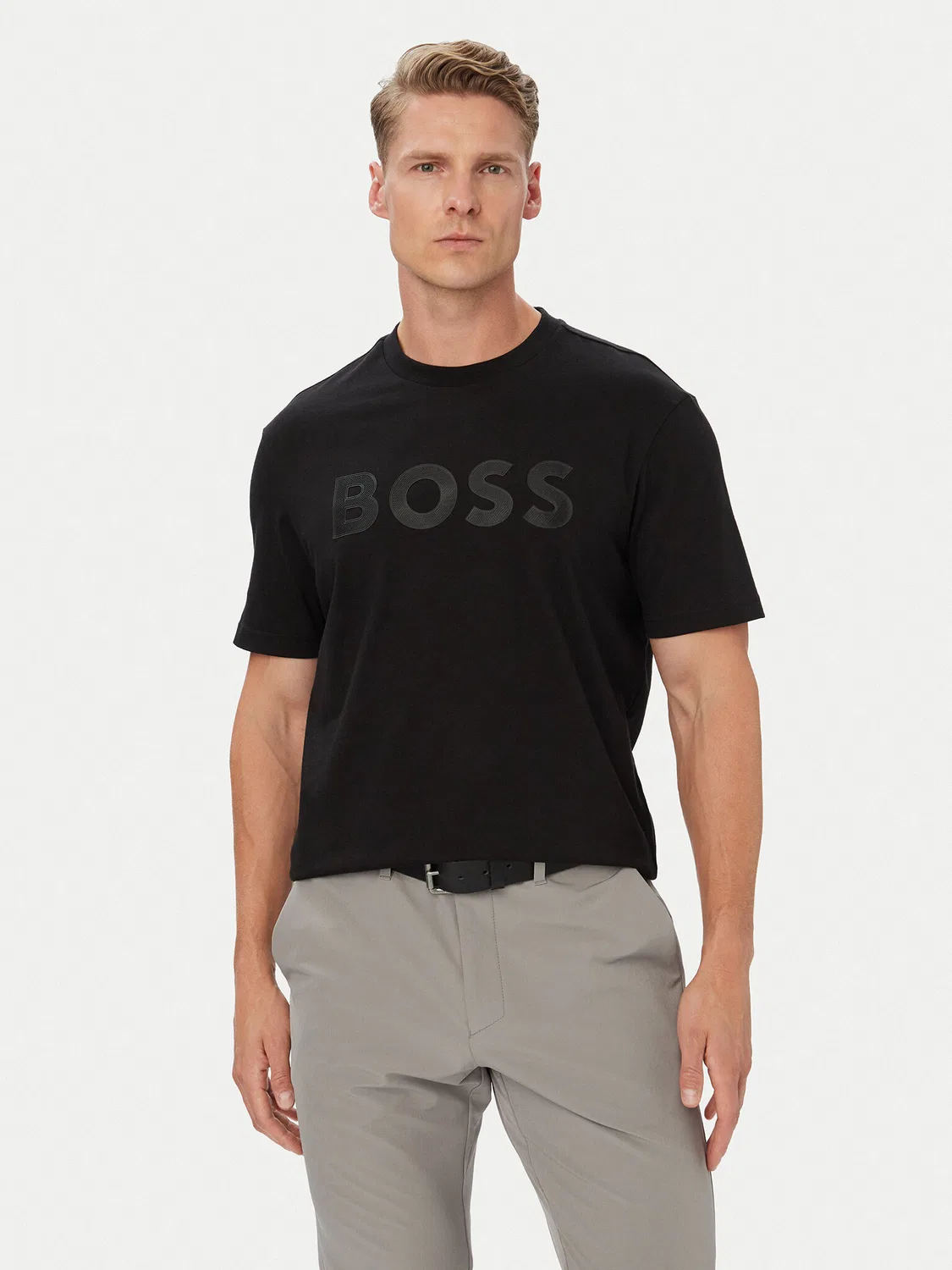 Мужская футболка стандартного кроя Structure Logo Boss, черный