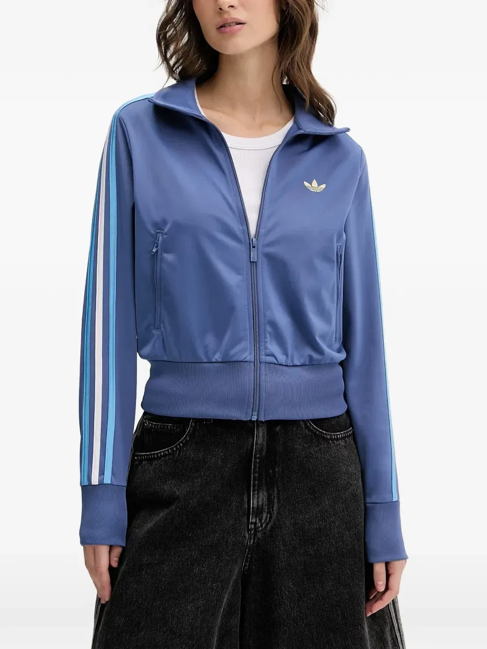 Куртка-трек с вышитым логотипом Firebird в полоску Adidas, синий