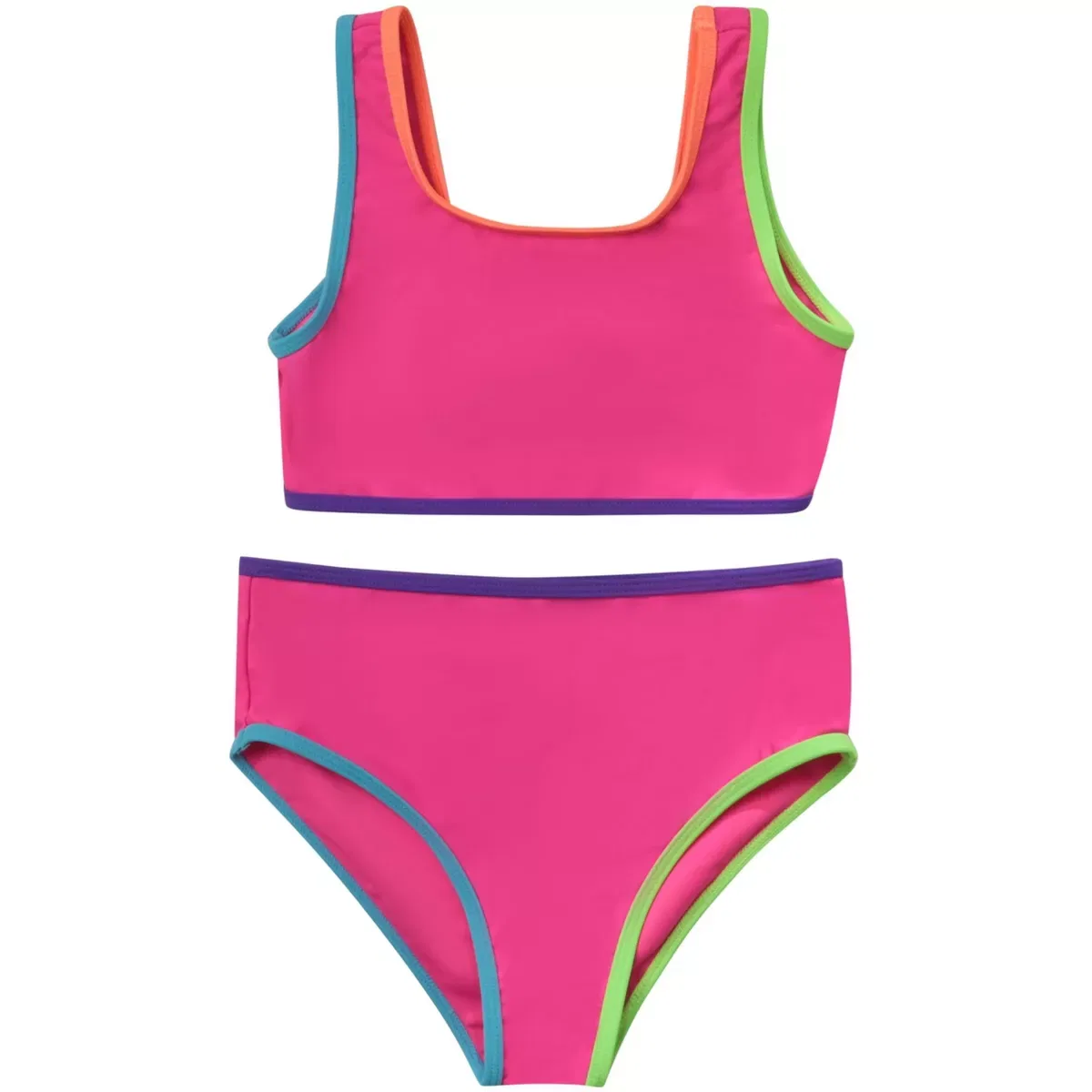 Детский бикини-комплект для девочек с UPF 50+ Just Love, Bright Fuchsia With Neon Trim