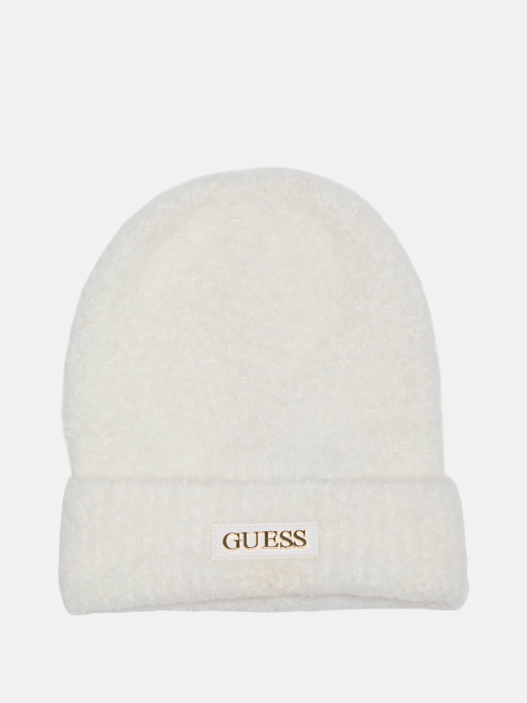 

Шапочка-бини с нашивкой-логотипом из искусственной кожи Guess Factory, White Multi