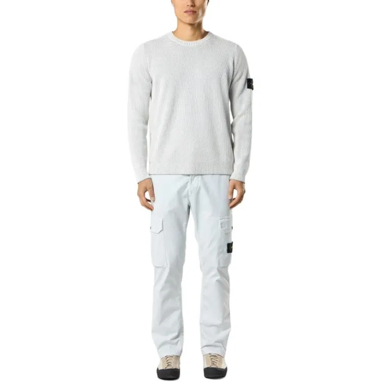 Мужской свитер с ребристой вязкой STONE ISLAND, Pearl Gray — фото 4