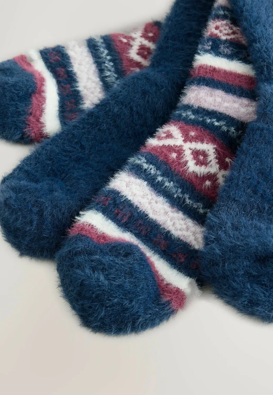 Уютные носки Superhairy, 2 шт. в упаковке - носки Next, Navy Blue Purple Fairisle — фото 4