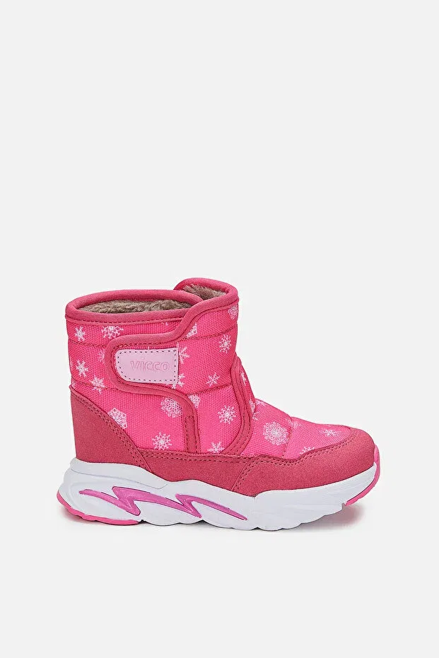 Детские ботинки для девочек на плоском ходу Monny fur girl fuchsia boots Vicco, Fuchsia