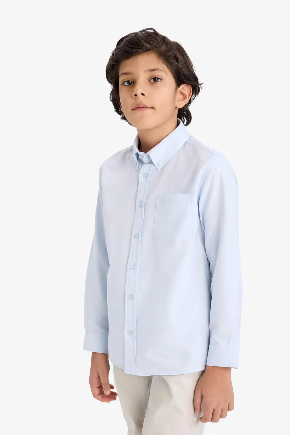 Рубашка с длинным рукавом Regular Fit Oxford Defacto, синий — фото 3