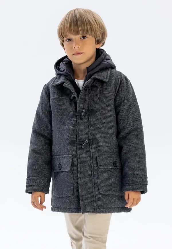 Зимнее пальто с капюшоном Tweed duffle coat Minoti, charc
