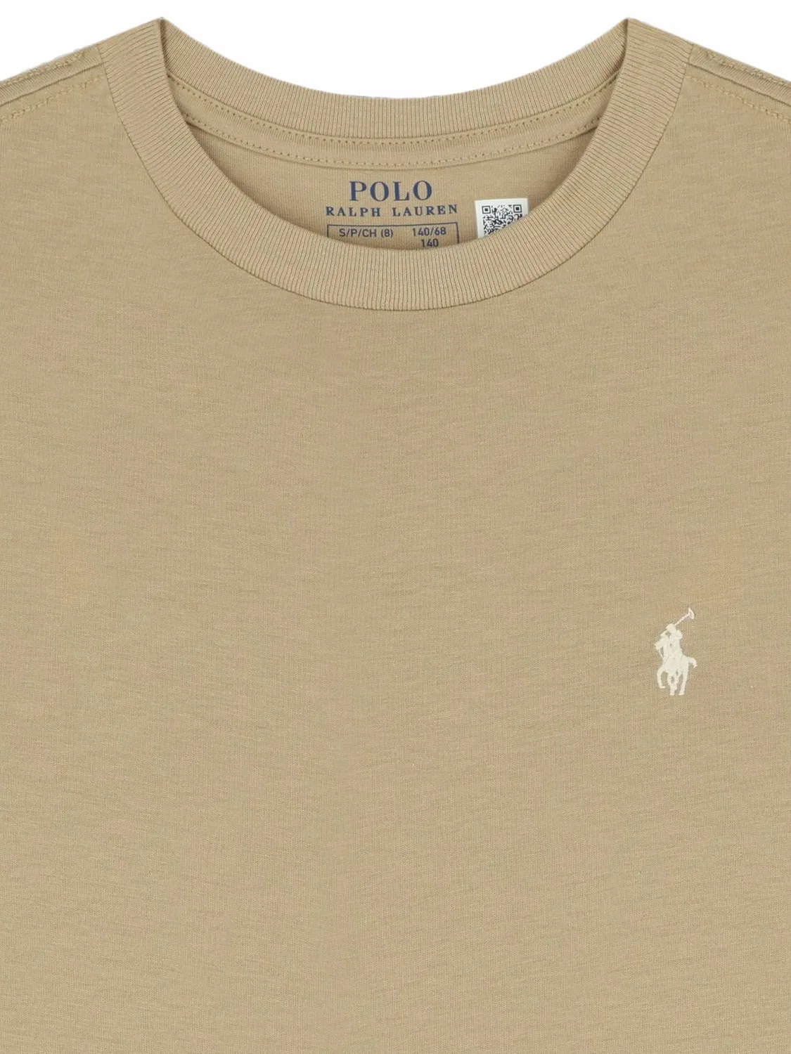 Футболка с вышитым логотипом Polo Ralph Lauren Kids, нейтральные цвета — фото 3