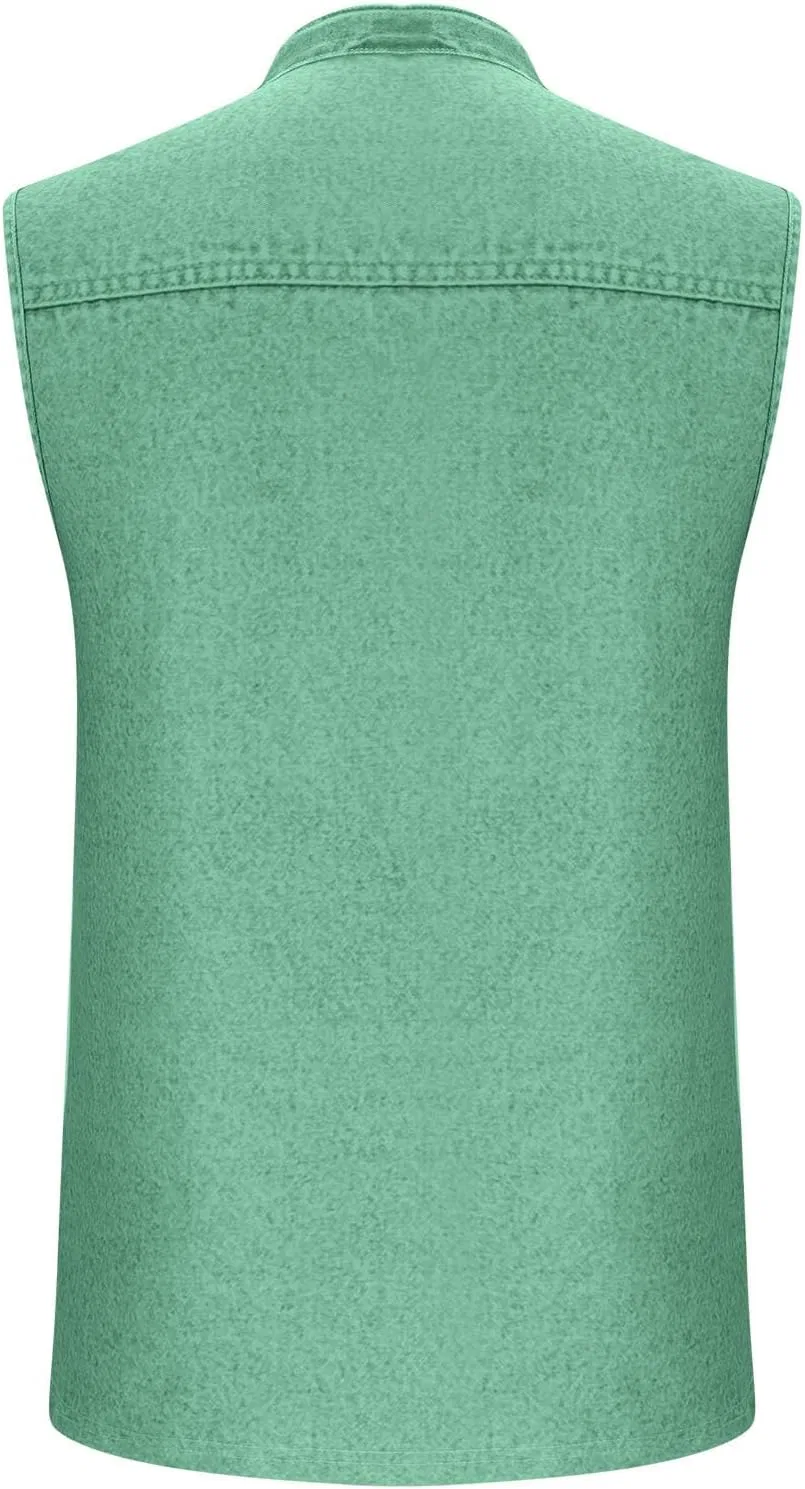 Мужская безрукавка с V-образным вырезом Henley, Mint Green — фото 4