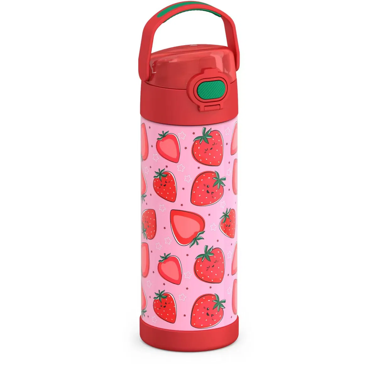 Детская бутылка для воды 470 мл с трубочкой и ручкой FUNtainer Strawberry Smiles Thermos, Strawberry Smiles — фото 3