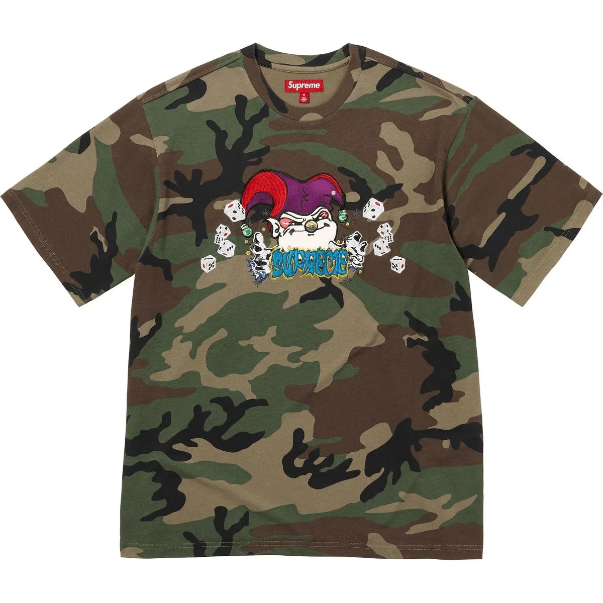Футболка с принтом Jester, Supreme, Woodland Camouflage