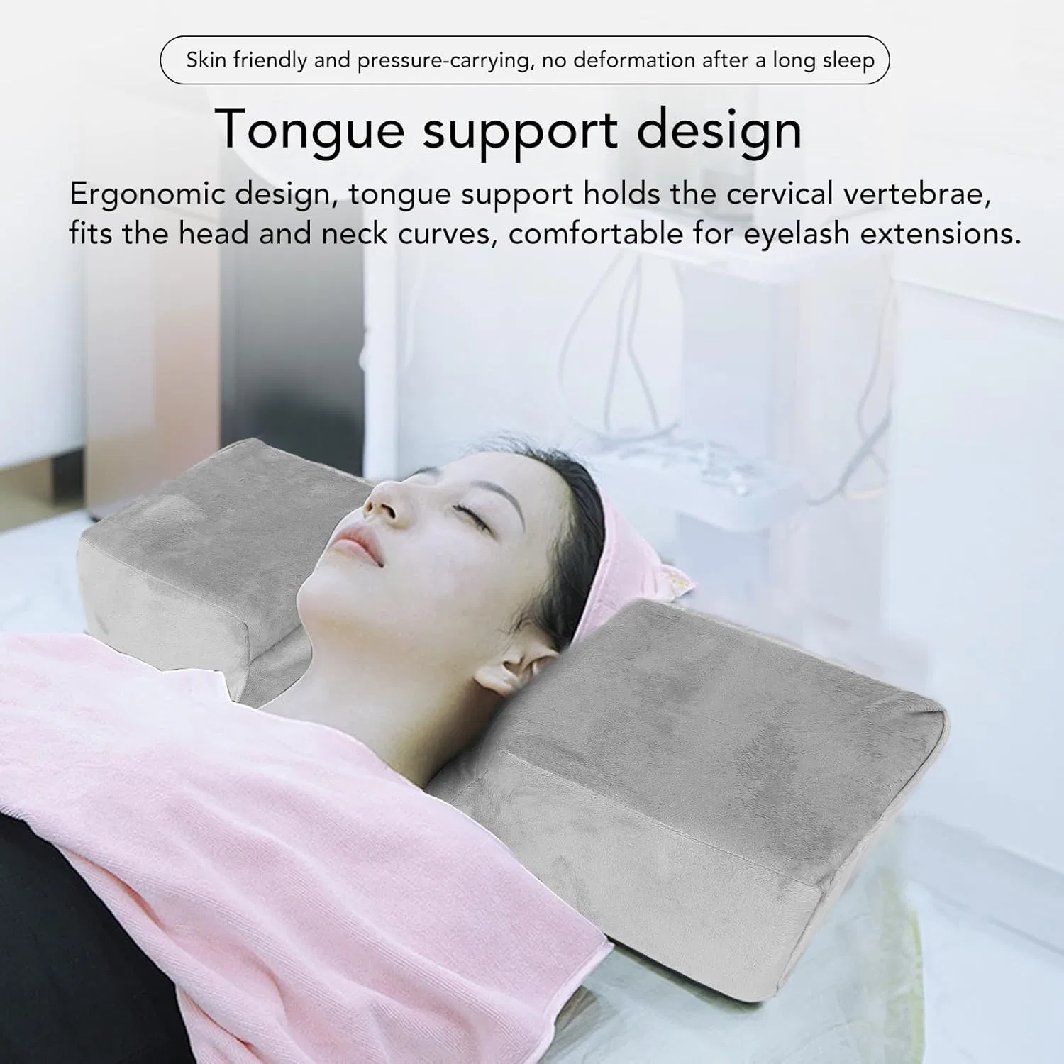 Подушка для ресниц, U-образная, Memory Foam, AUNMAS, 61.5x31x11.5 см, Серый — фото 3