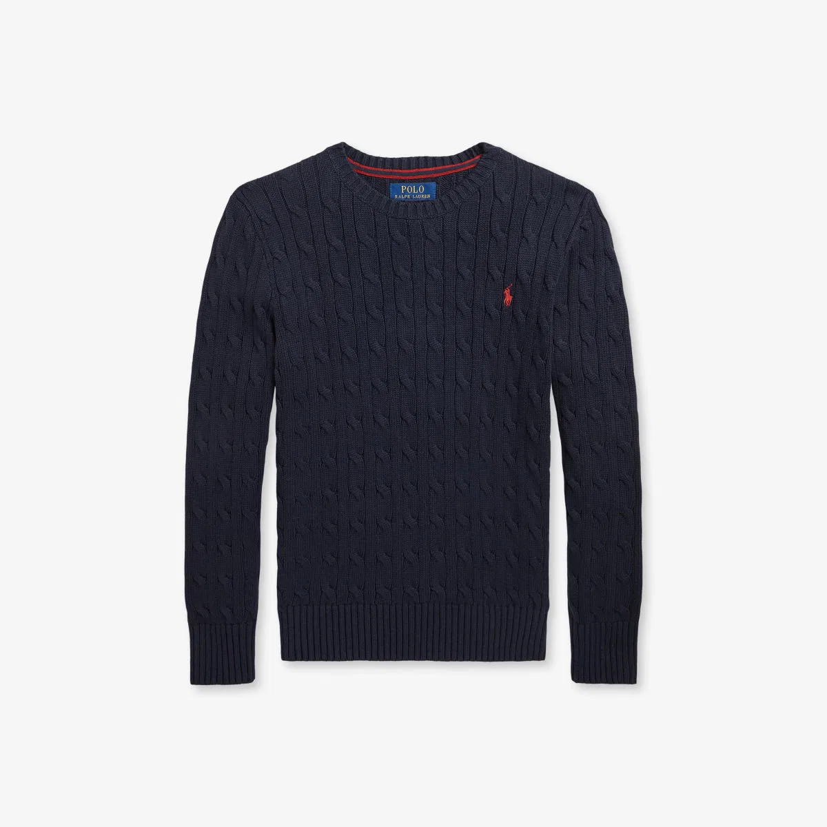 Детский хлопковый джемпер-поло с косами и изображением пони Polo Ralph Lauren, темно-синий