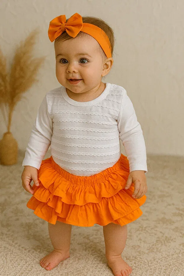 Детский комплект для девочек с оборками Mini Kids Baby, White