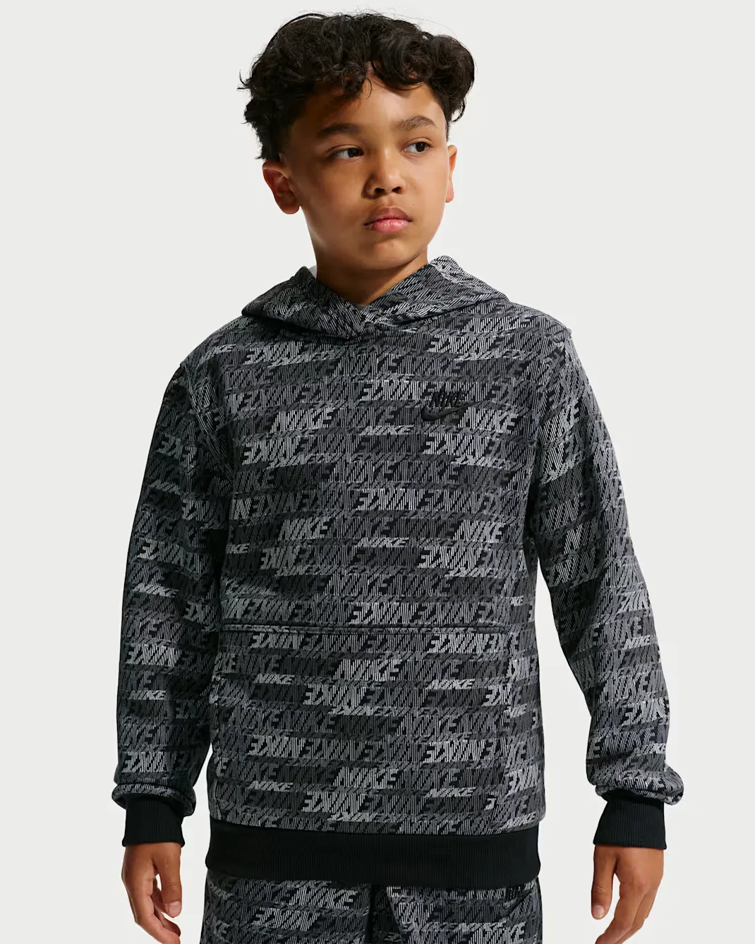 Толстовка с капюшоном для детей постарше Nike Sportswear Club Fleece, Black/Black/Black — фото 3