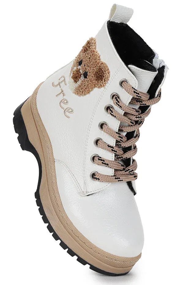 Детские ботинки для девочек с принтом Teddy Wrinkled Thermo Sole Kiko Kids, White