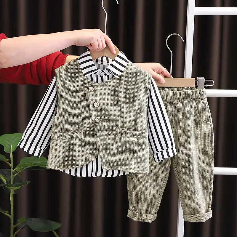 Комплект брюк с длинным рукавом, 3 предмета, 2-5 лет, Chicpoint, светло-серый
