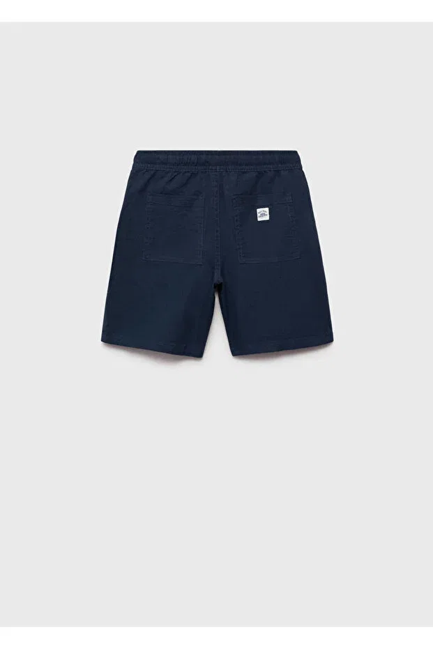 Детские шорты для мальчиков льняные Mango Kids, Navy Blue — фото 2