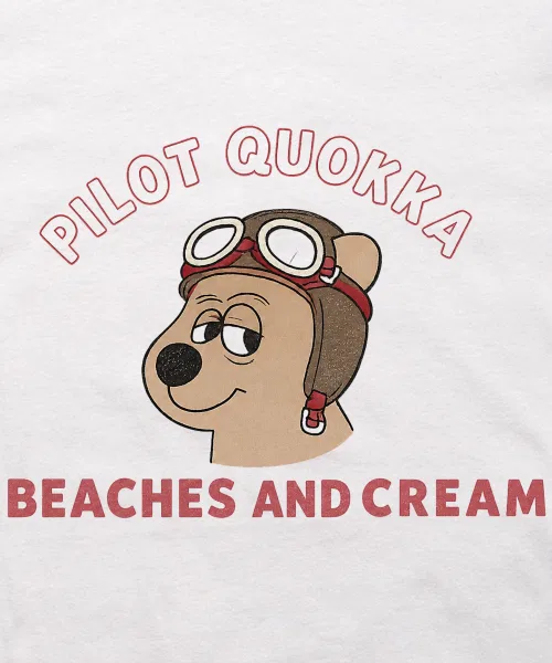 Детская футболка с коротким рукавом с принтом Pilot Quokka BEACHESAND CREAM KIDS, White — фото 3