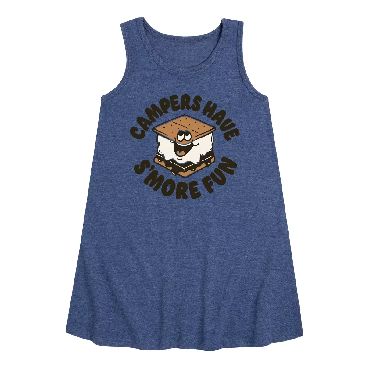 Детское платье без рукавов Camping Is Smore Fun Instant Message, Heather Navy