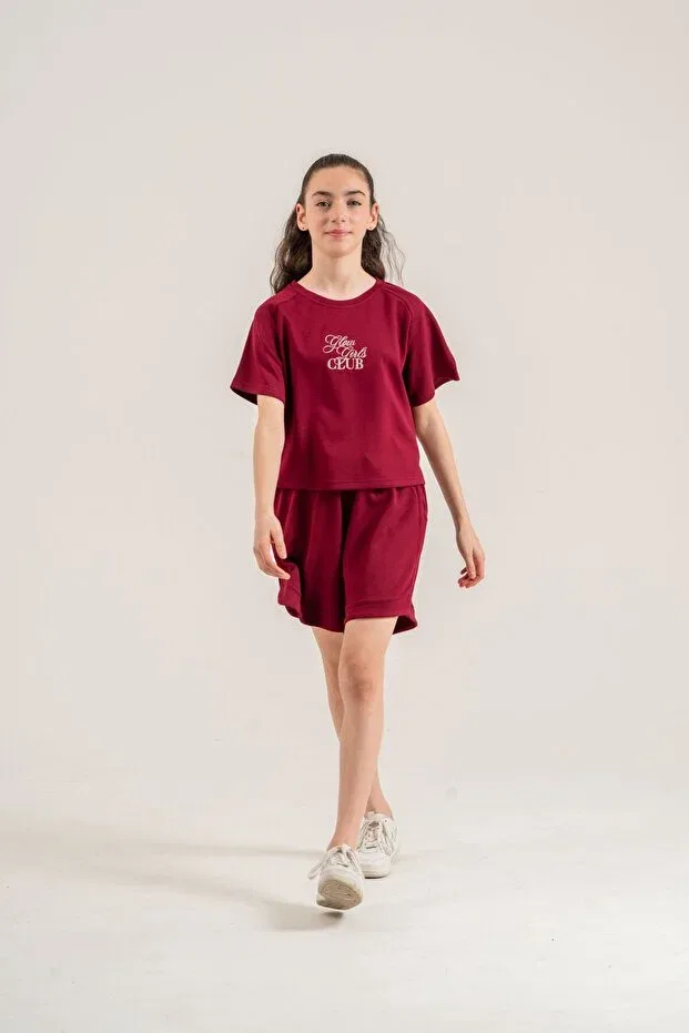 Детский комплект для девочек с вышивкой Glow girls club Mışıl Kids, Burgundy — фото 2