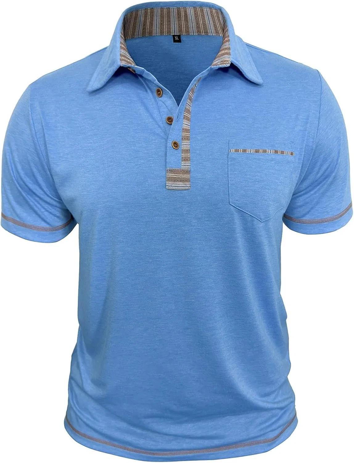 Мужская спортивная футболка-поло с коротким рукавом Athletic, Light Blue — фото 4