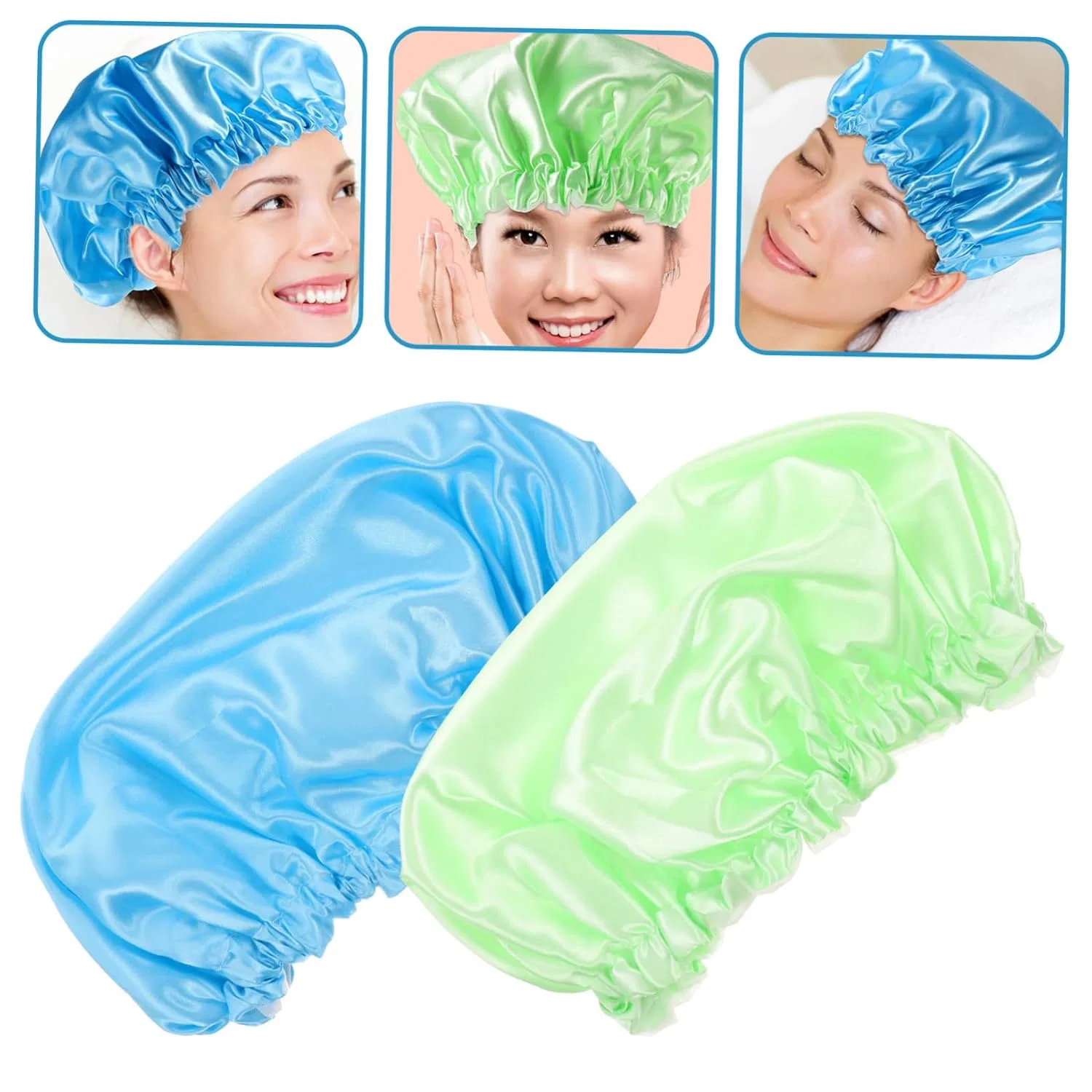 Набор шапочек для душа, 6 шт, Satin, 31x31x0.6 см, Blue Green Minkissy — фото 4