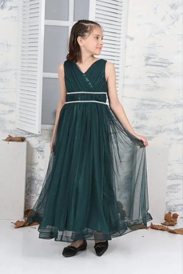 Детское платье для девочек без рукавов Design Jannock, Emerald Green — фото 2