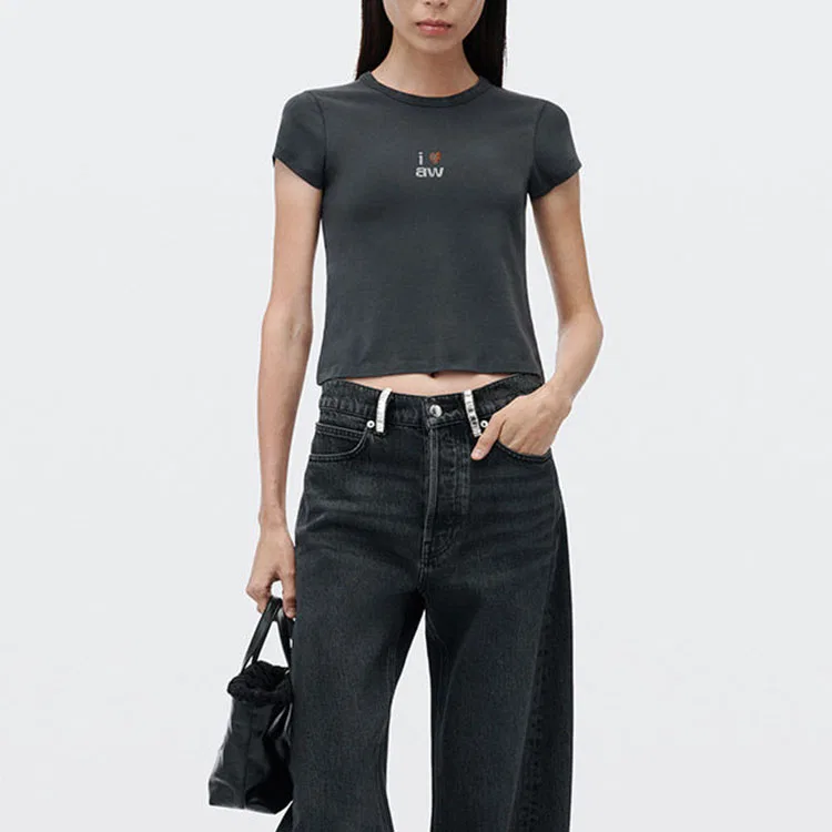 Женская футболка с круглым вырезом Alexander Wang, Washed Black — фото 3