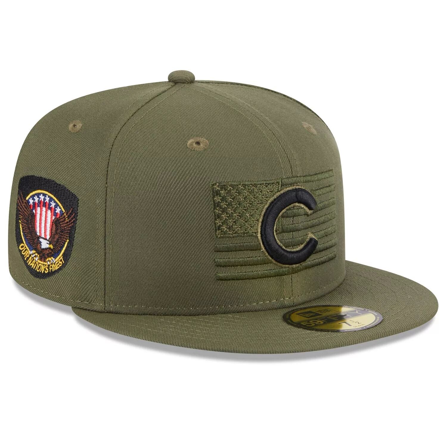 

Мужская облегающая кепка New Era Green Chicago Cubs 2023, посвященная Дню вооруженных сил 59FIFTY