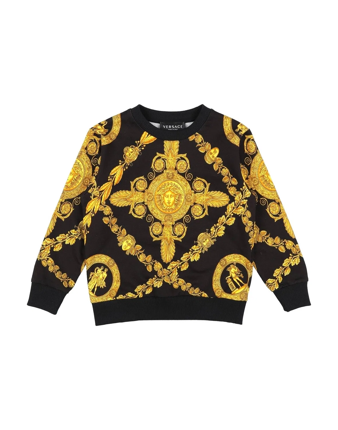 Подростковый свитшот для мальчиков с принтом Versace Young, черный