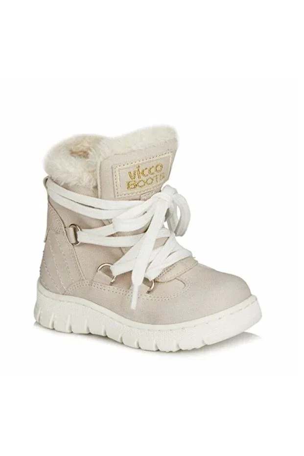 Детские ботинки для девочек на шнуровке Vicco, Beige