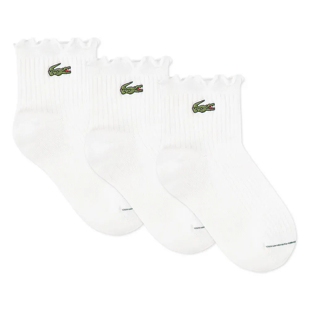 Носки детские с рюшами 3 пары Lacoste Kids, белый — фото 2