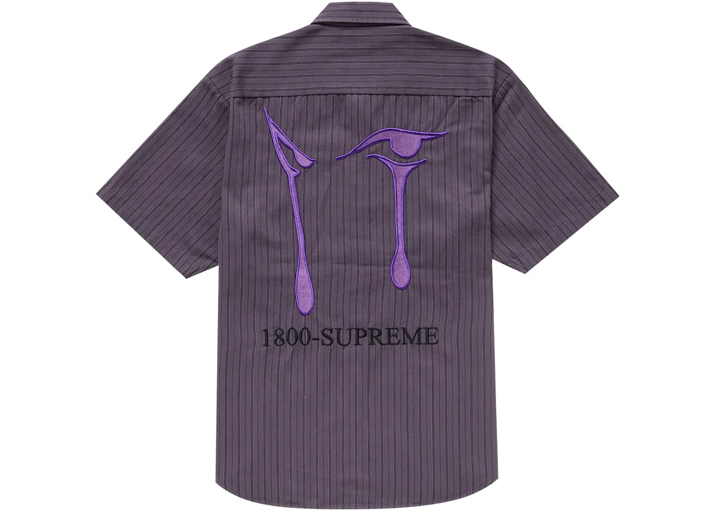 Мужская рубашка с коротким рукавом с принтом Supreme AOI Eyes S/S Work Shirt, Stripe — фото 2