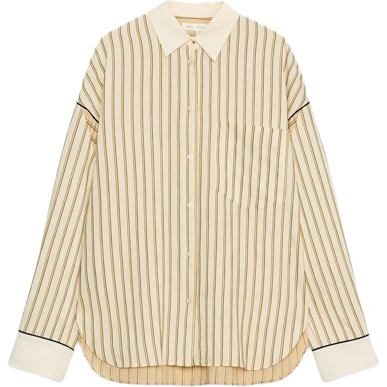 Женская рубашка с воротником-лацканом ZW Shirts Women's White Lapel ZARA, Raw White