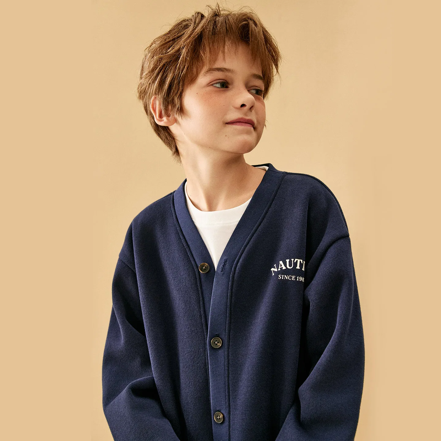Детский свитер с V-образным вырезом NAUTICA, Navy Blue — фото 4