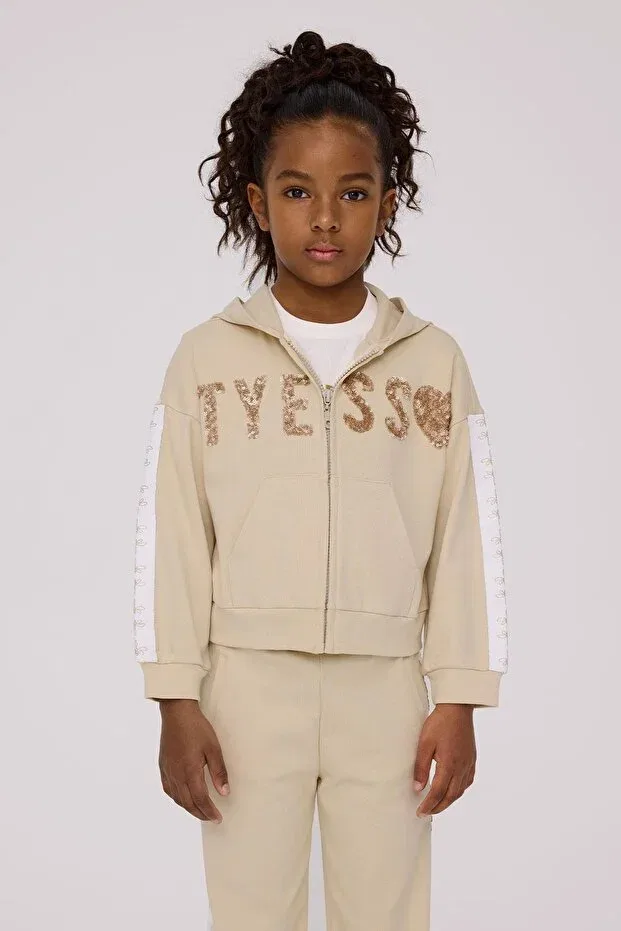 Детское худи для девочек с длинным рукавом Tyess, Beige — фото 3