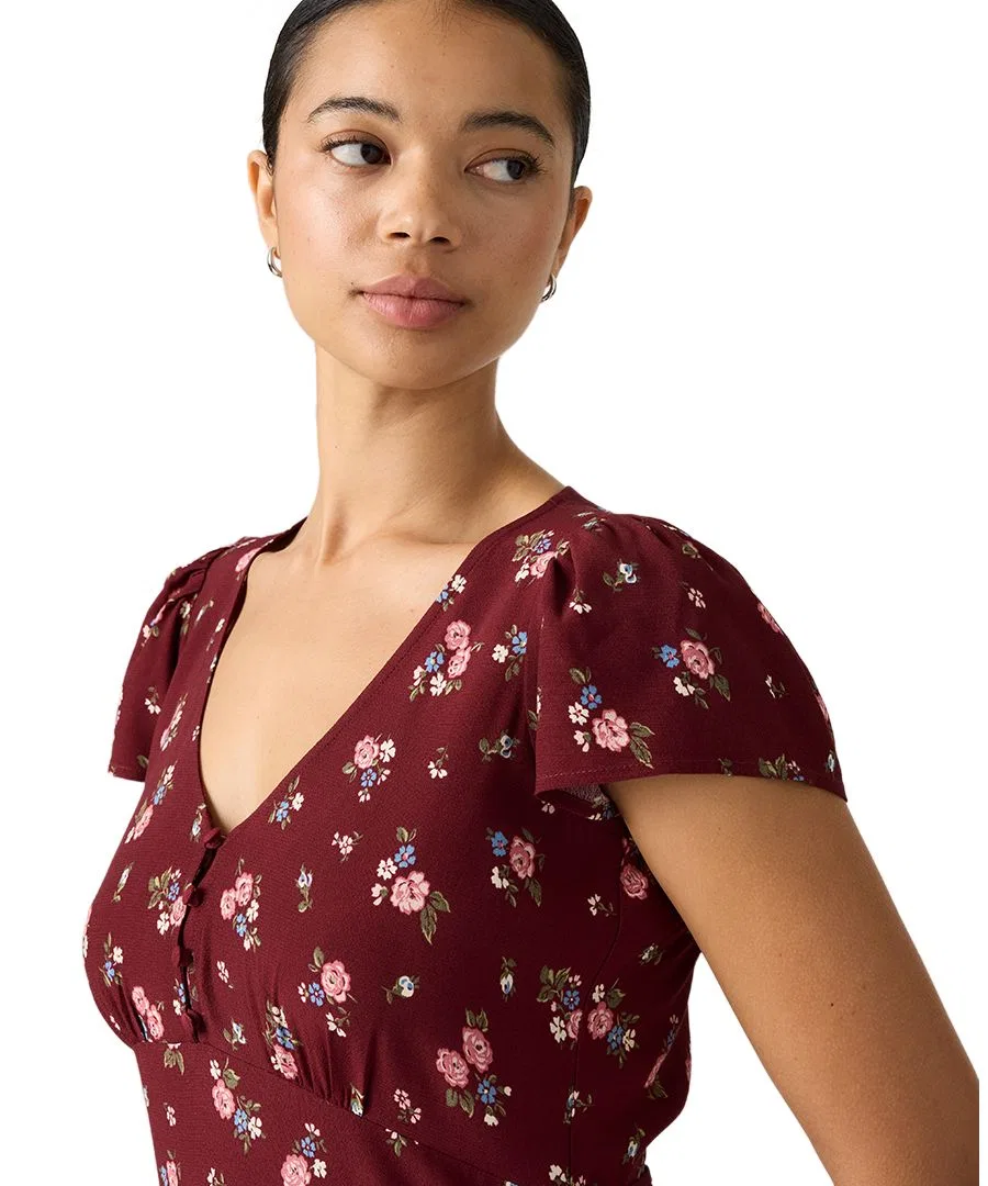 Платье-миди с V-образным вырезом Lilith Levi's, Abellona Floral Cabernet — фото 3