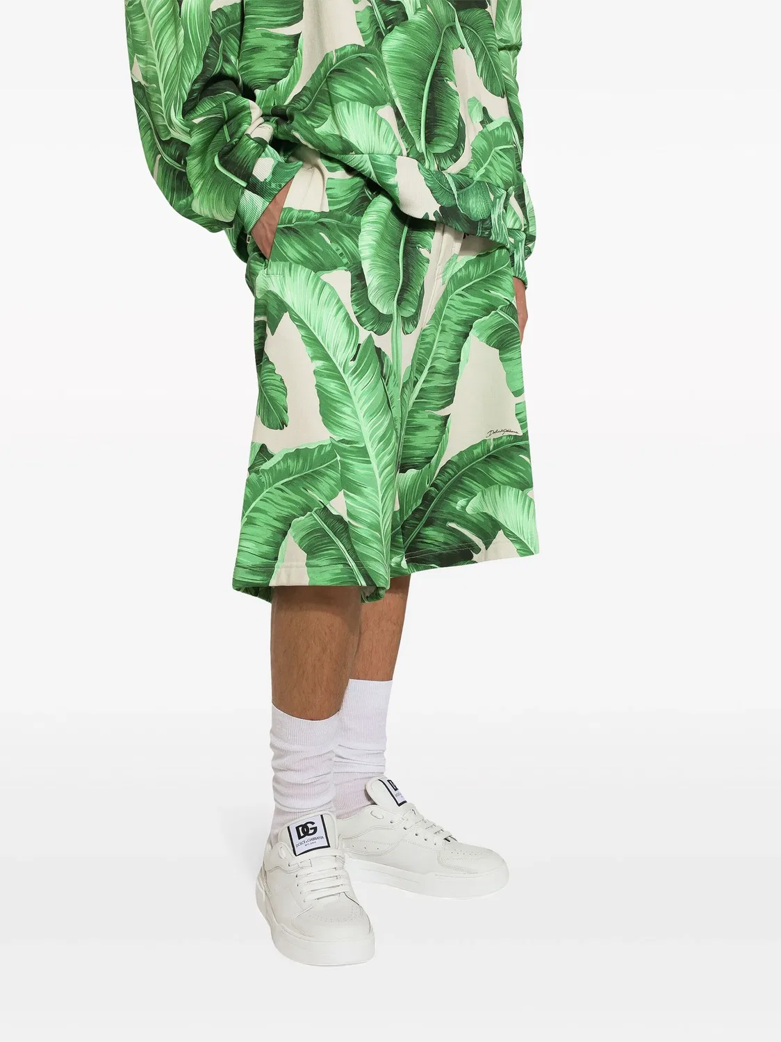 Трековые шорты с листовым принтом Dolce & Gabbana, зеленый — фото 3