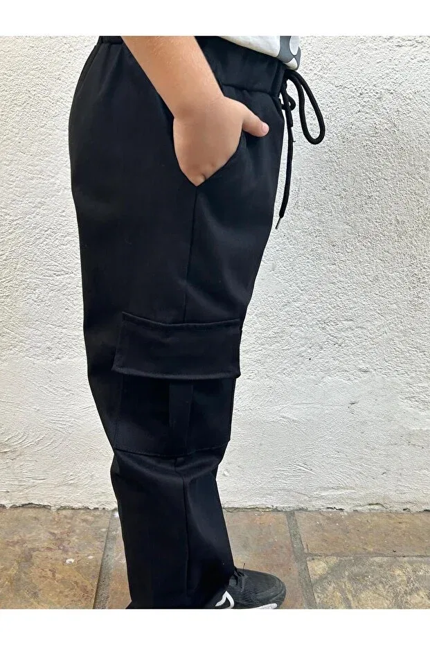 Детские спортивные брюки для девочек льняные Terry, Black — фото 2