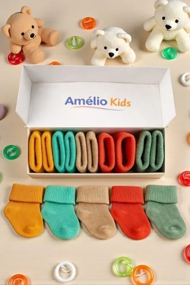 Детские носки для новорожденных хлопковые 5-парный набор Amélio Kids, Multicolor