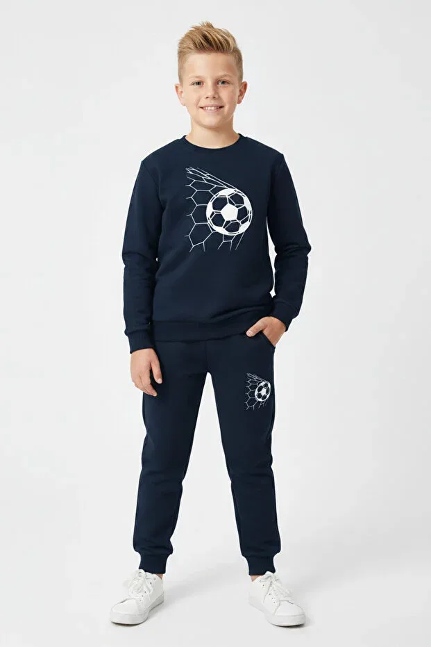 Детский спортивный костюм для мальчиков с принтом Boys Tracksuit Set Fyk Kids, Navy Blue-Grey-Black — фото 4