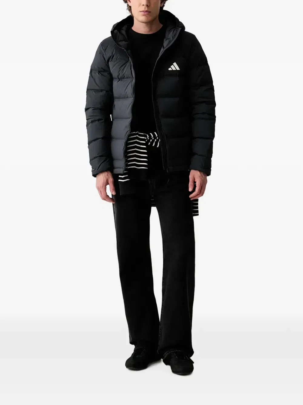 Утепленная куртка с капюшоном adidas, черный — фото 2