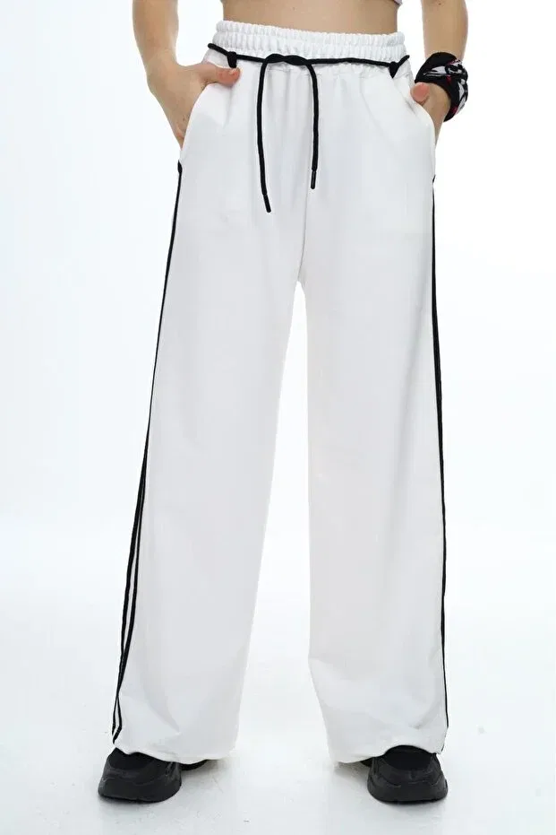 Детские спортивные штаны для девочек хлопковые Oversize Asortix, White — фото 2