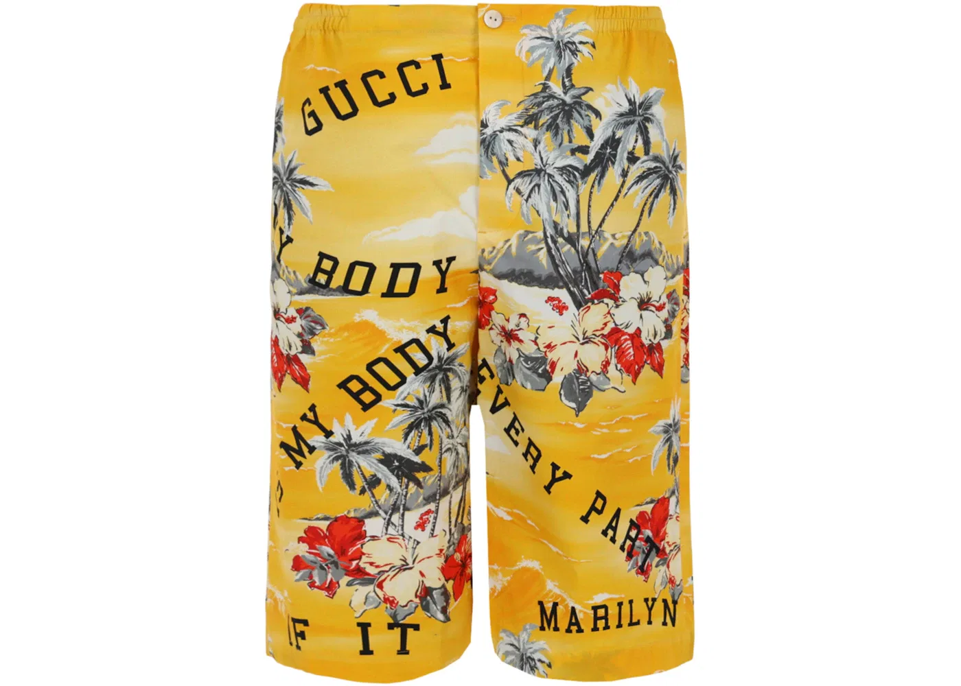 Мужские шорты с принтом Hawaiian Print Gucci, Bright Yellow