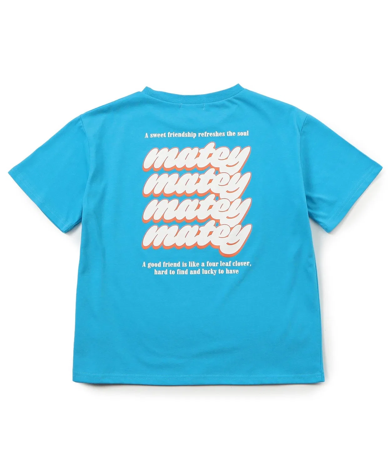 Детская футболка с принтом сзади, модель Back Print Colorful Logo Half Sleeve T-Shirt, algy, Sax Blue — фото 3