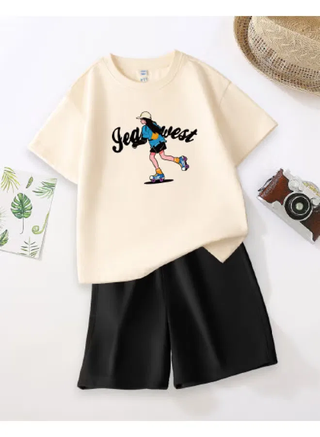 Комплект футболка и шорты с коротким рукавом Jeanswest, абрикосовый
