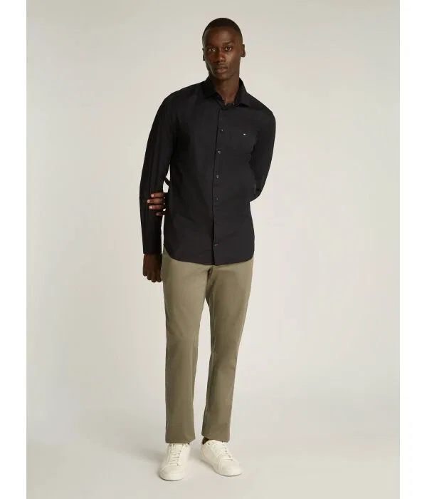 Мужская рубашка с длинным рукавом Slim Fit Tommy Hilfiger, черный — фото 2